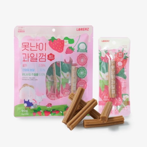Lorenz Fruit Gum Strawberry Goat Milk Flavor 水果潔齒咬膠（草莓口味）